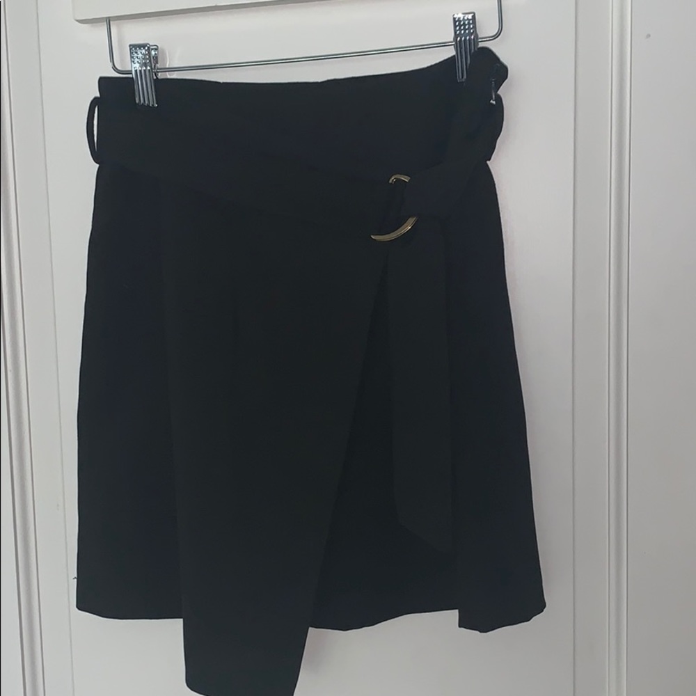 wrap skirt with built in shorts and gold buckle